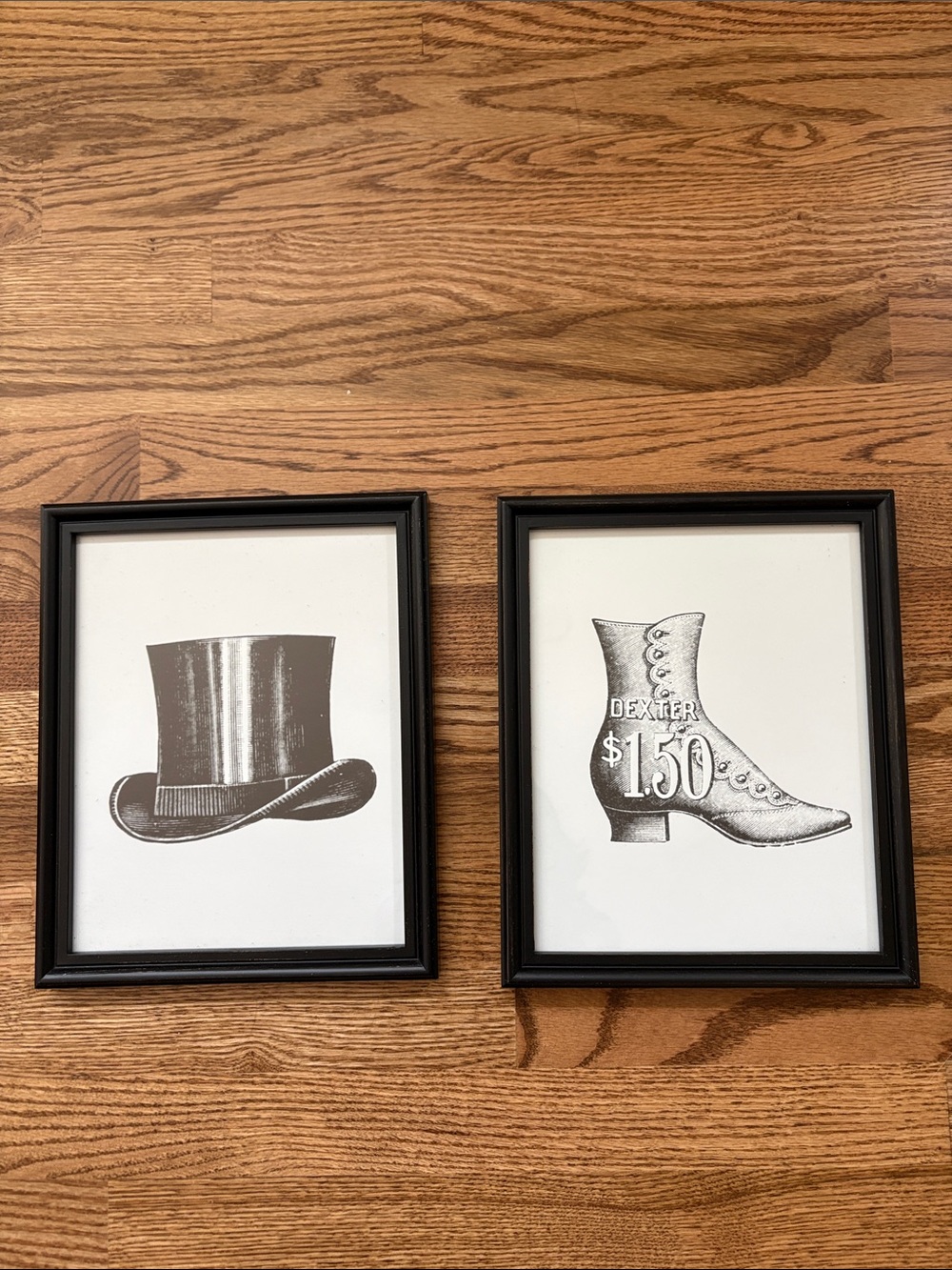 Pottery Barn Framed Vintage Hat & Boot Prints